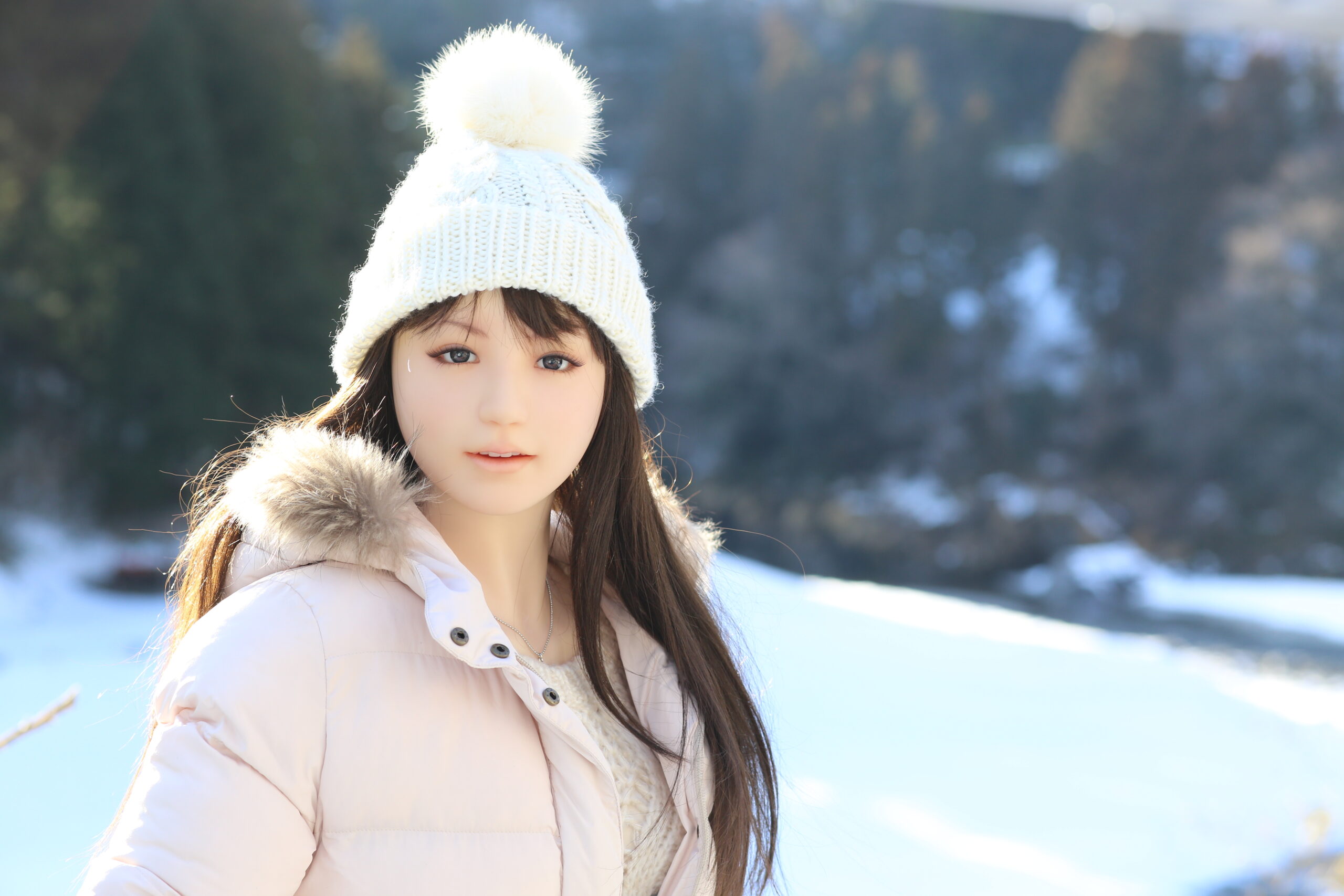 冬旅行のラブドール写真